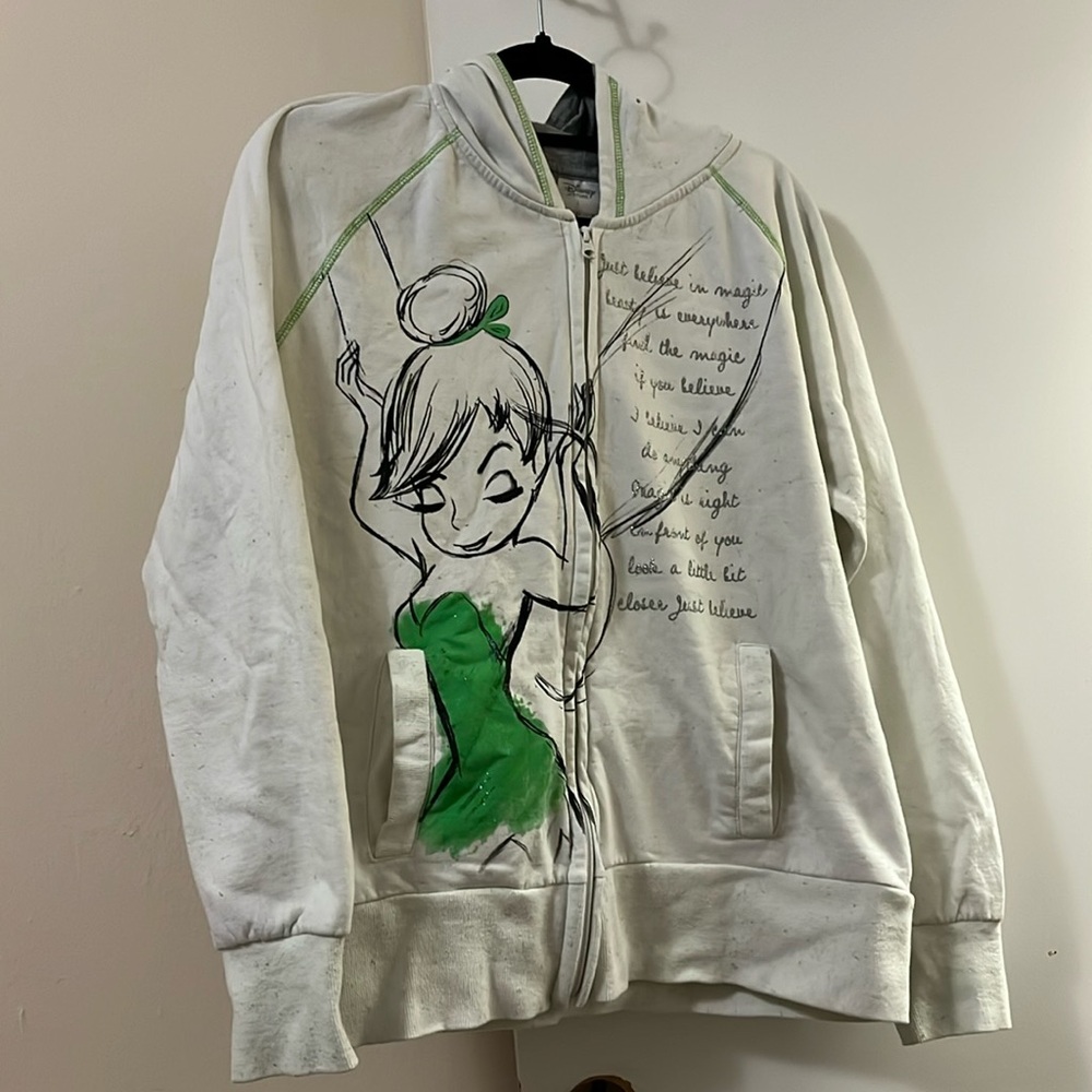 Disney Tinkerbell Hooded Zip Up Sweatshirt - size L